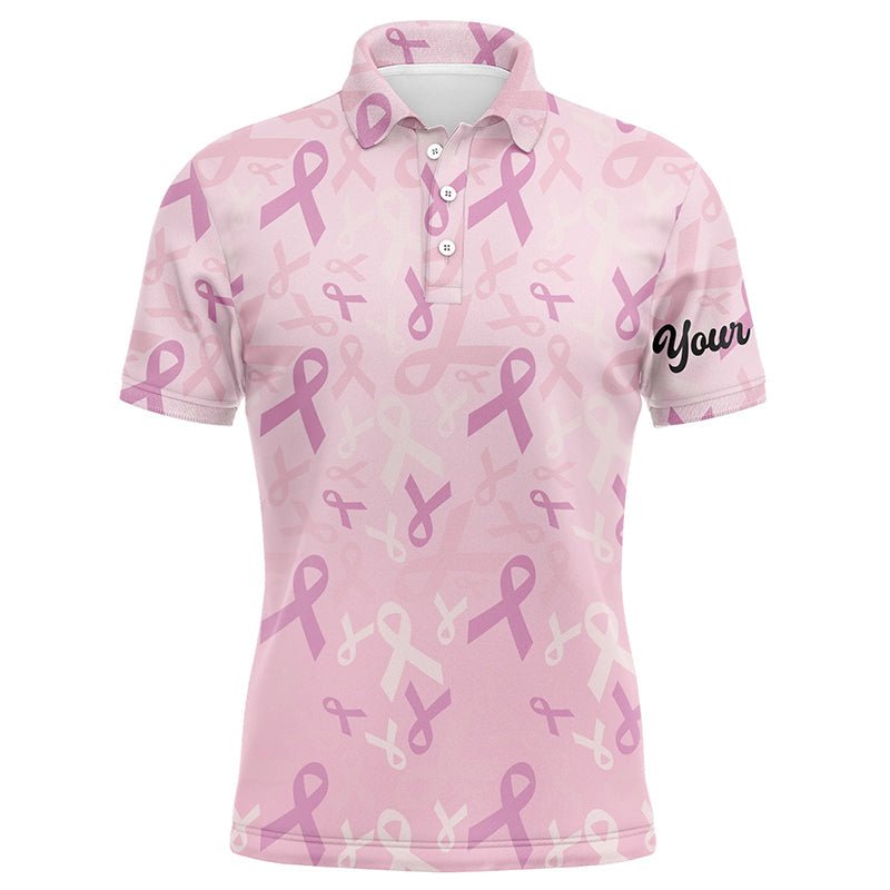 Personalisierte Herren Golf Polo Shirts mit Pink Ribbon Muster zur Brustkrebsvorsorge N6377 - Climcat