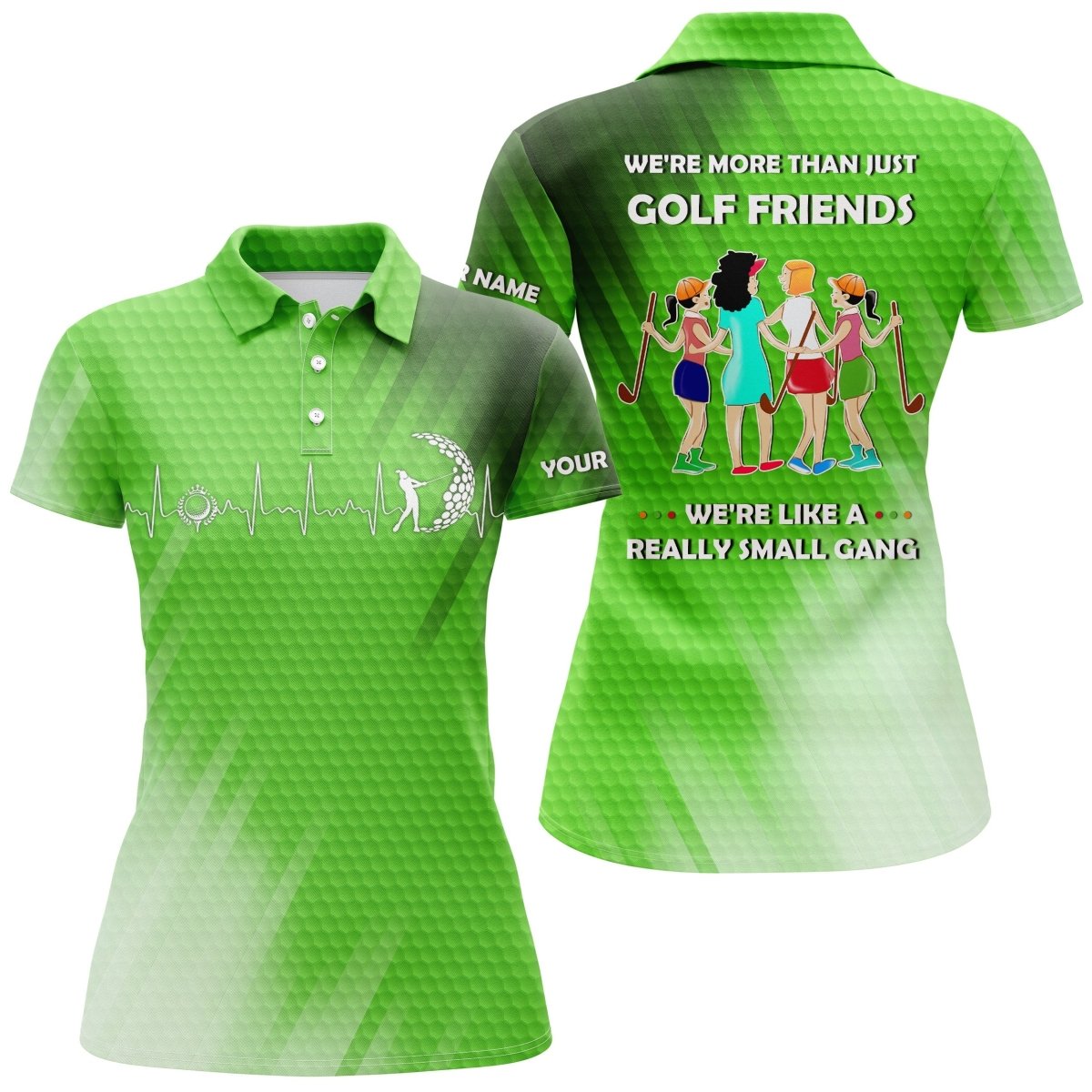 Personalisierte lustige Damen Golf Polo Shirts in mehreren Farben - Wir sind mehr als nur Golf-Freunde, wir sind eine kleine Gang N3661 - Climcat