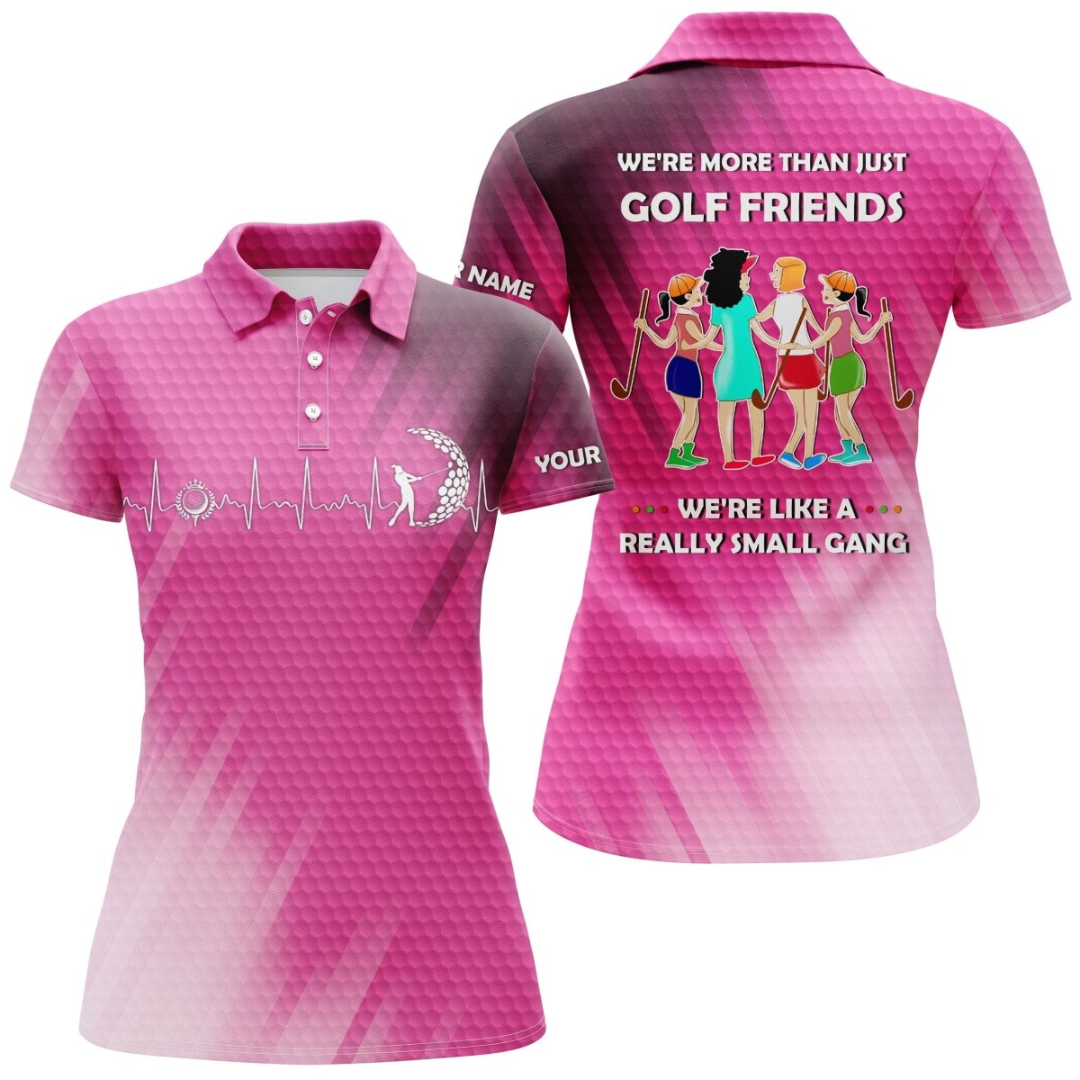 Personalisierte lustige Damen Golf Polo Shirts in mehreren Farben - Wir sind mehr als nur Golf-Freunde, wir sind eine kleine Gang N3661 - Climcat