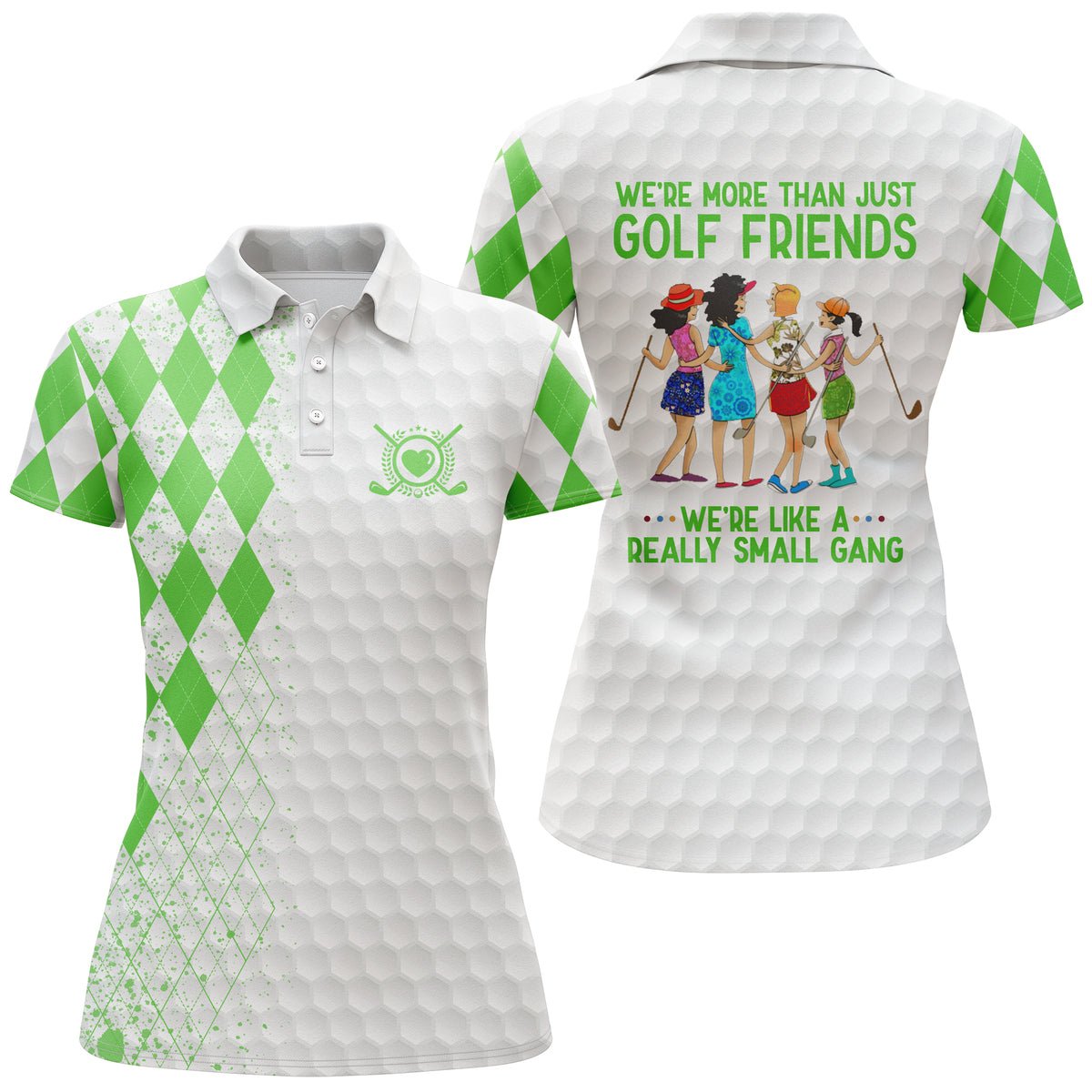 Personalisierte lustige Damen Golf Polo Shirts in mehreren Farben - Wir sind mehr als nur Golf-Freunde, wir sind eine kleine Gang N3669 - Climcat