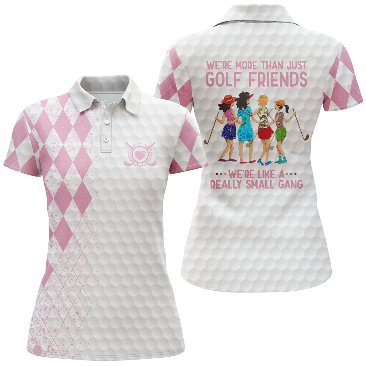 Personalisierte lustige Damen Golf Polo Shirts in mehreren Farben - Wir sind mehr als nur Golf-Freunde, wir sind eine kleine Gang N3669 - Climcat