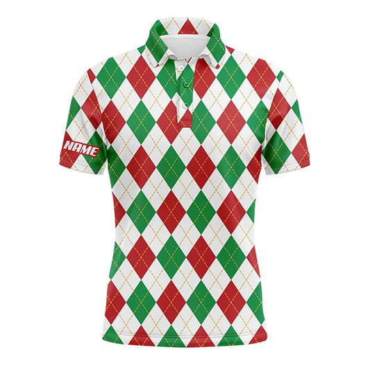 Personalisierte Weihnachtskaro Argyle Muster Herren Golf Polo Shirts - Maßgeschneiderte Team Golf Polo Shirts N4412 - Climcat