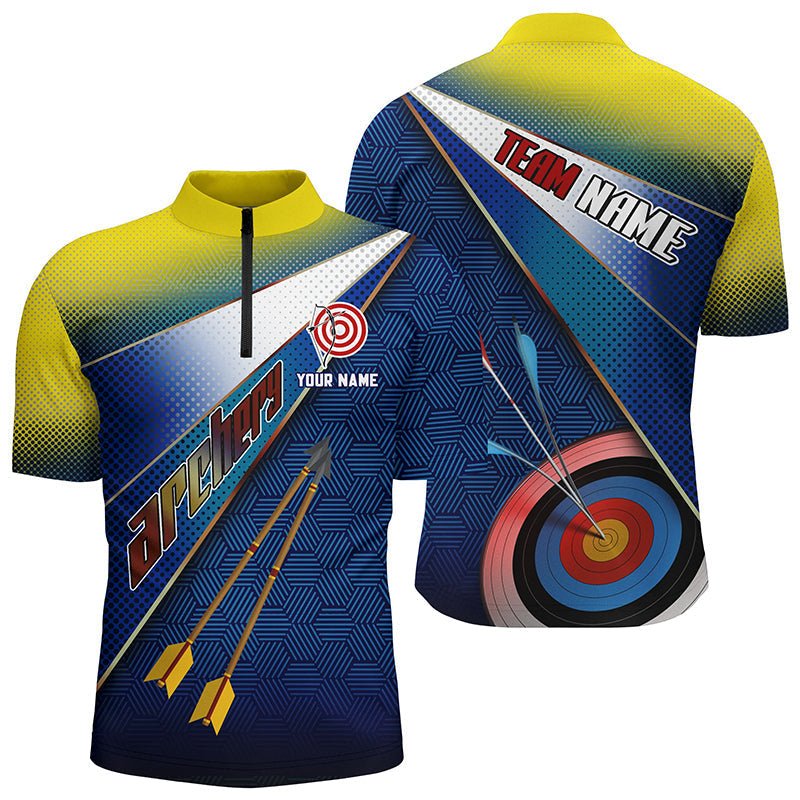 Personalisiertes 3D Bogenschießen Poloshirt für Herren und Damen - Gelb - Blau Teamshirt V0658 - Climcat