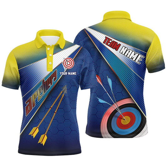Personalisiertes 3D Bogenschießen Poloshirt für Herren und Damen - Gelb - Blau Teamshirt V0658 - Climcat