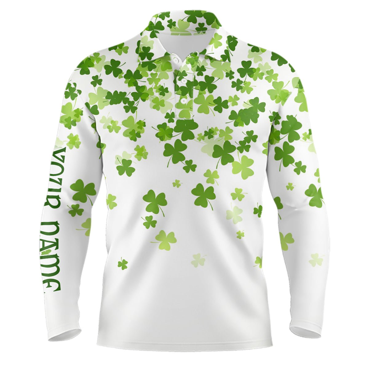 Personalisiertes 3D Grün Kleeblatt St. Patrick's Day Herren Golf Polo Shirt - Coole Golf Tops für Männer - Golfgeschenke L1017 - Climcat