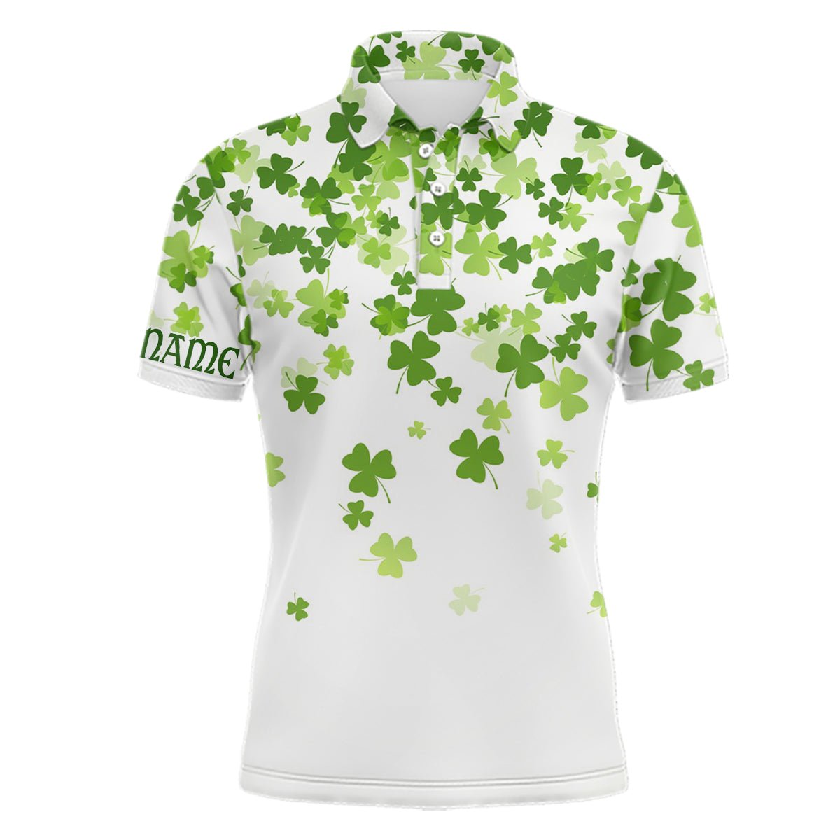 Personalisiertes 3D Grün Kleeblatt St. Patrick's Day Herren Golf Polo Shirt - Coole Golf Tops für Männer - Golfgeschenke L1017 - Climcat