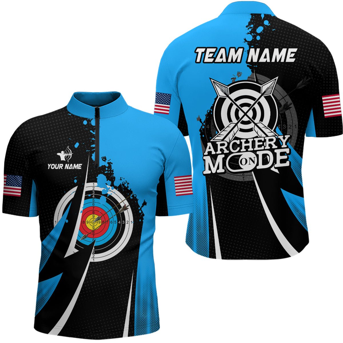 Personalisiertes Blaues Unisex Bogensport Poloshirt - Teamshirt T0421 - Climcat