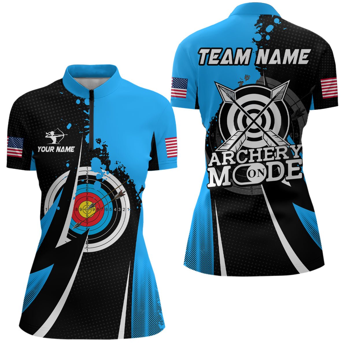 Personalisiertes Blaues Unisex Bogensport Poloshirt - Teamshirt T0421 - Climcat