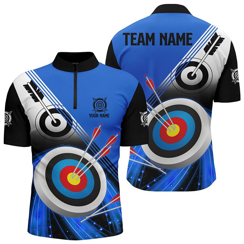 Personalisiertes Bogenschieß Polo - Shirt & Trikot mit Zielmotiv Blau - Schwarz Unisex V0552 - Climcat