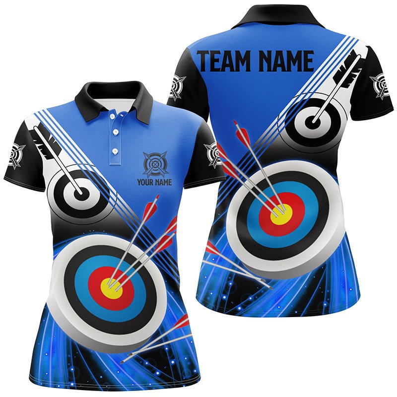 Personalisiertes Bogenschieß Polo - Shirt & Trikot mit Zielmotiv Blau - Schwarz Unisex V0552 - Climcat