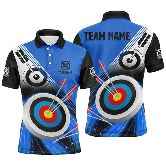 Personalisiertes Bogenschieß Polo - Shirt & Trikot mit Zielmotiv Blau - Schwarz Unisex V0552 - Climcat