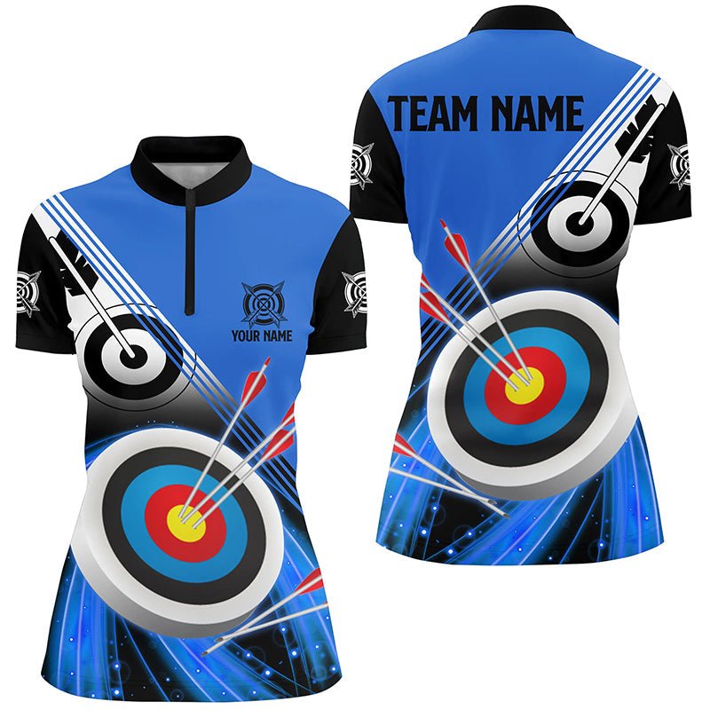 Personalisiertes Bogenschieß Polo - Shirt & Trikot mit Zielmotiv Blau - Schwarz Unisex V0552 - Climcat
