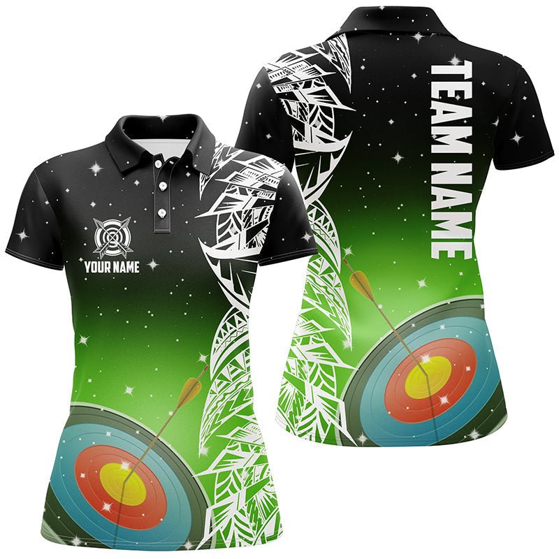 Personalisiertes Bogenschieß Poloshirt / Trikot Unisex - Grünes Galaxie - Muster - Team & Verein T1086 - Climcat