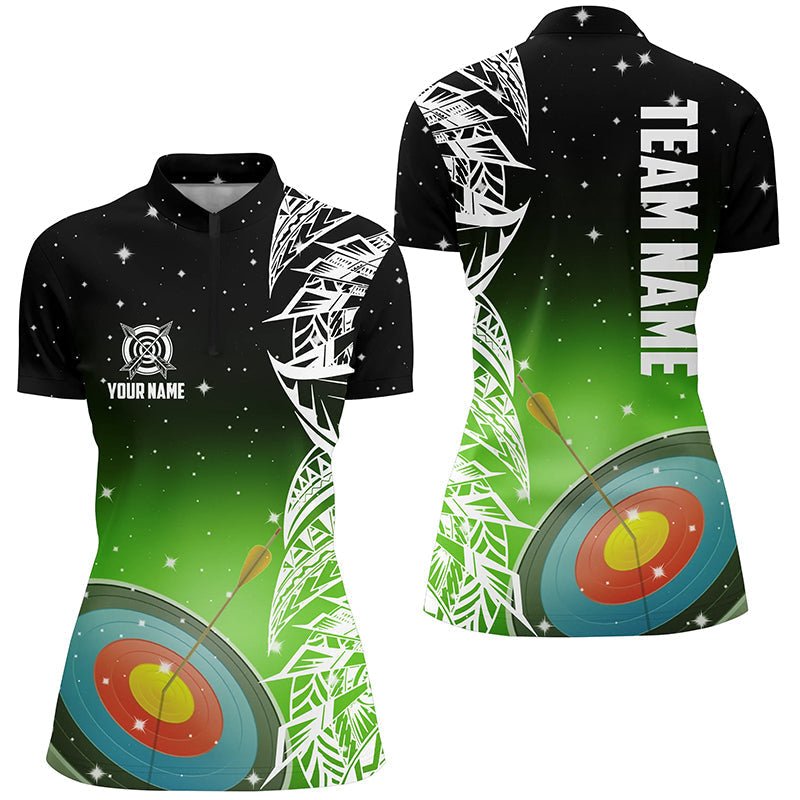 Personalisiertes Bogenschieß Poloshirt / Trikot Unisex - Grünes Galaxie - Muster - Team & Verein T1086 - Climcat
