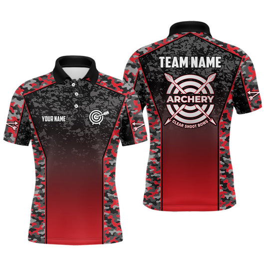Personalisiertes Bogenschießen Polo Shirt Camouflage Rot Herren Damen V1133 - Climcat