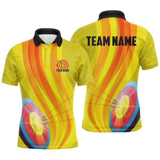 Personalisiertes Bogenschießen Polo Shirt für Herren & Damen - 3D Target Pfeil - Design - Gelb V0669 - Climcat