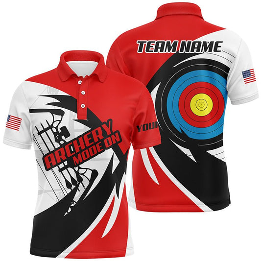 Personalisiertes Bogenschießen Polohemd Rot mit Namen - Für Herren & Damen - Bogenschützen Shirt T0567 - Climcat