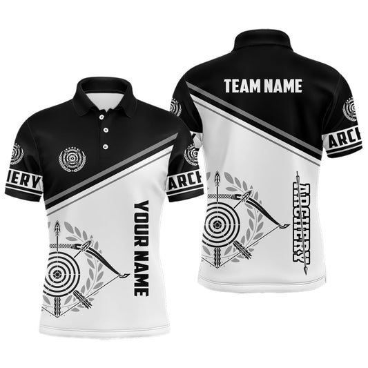 Personalisiertes Bogenschießen Poloshirt 3D Schwarz Weiß - Für Herren Damen & Teams T0519 - Climcat