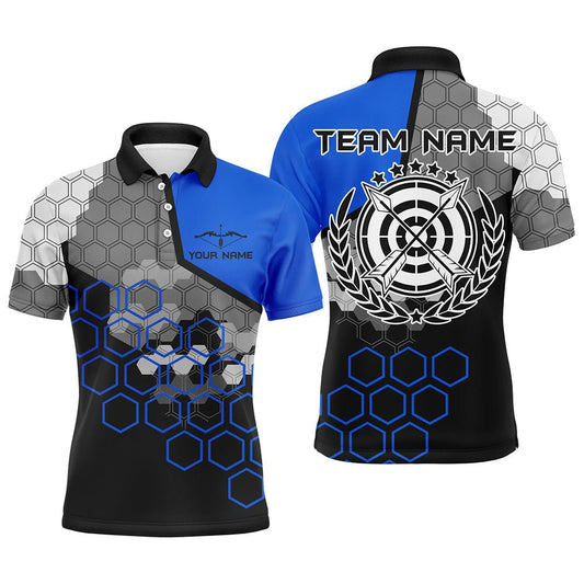 Personalisiertes Bogenschießen Poloshirt für Herren & Damen - Blau Schwarz 3D Ziel V0568 - Climcat