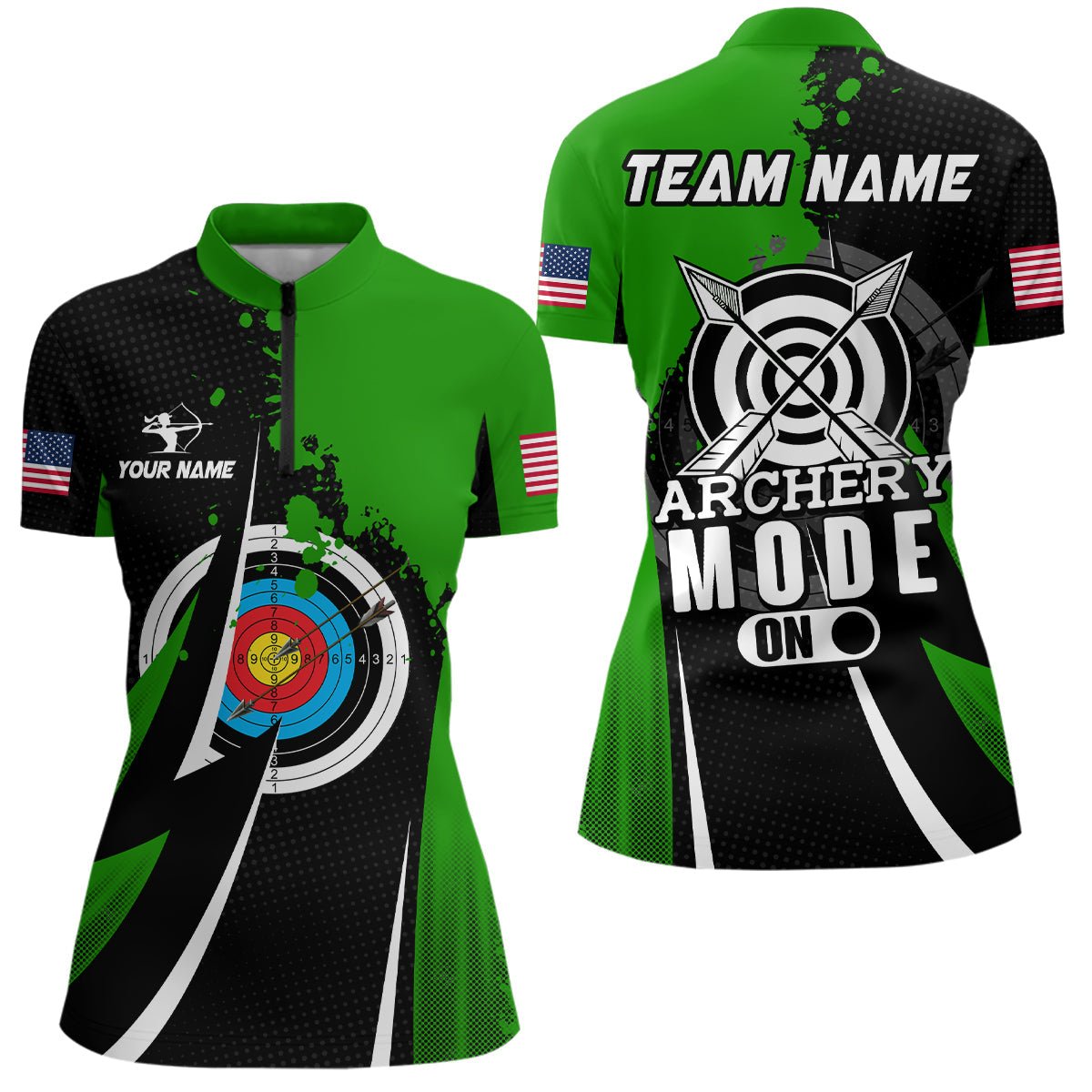 Personalisiertes Bogenschießen Poloshirt Grün für Herren und Damen - Teamshirt T0671 - Climcat