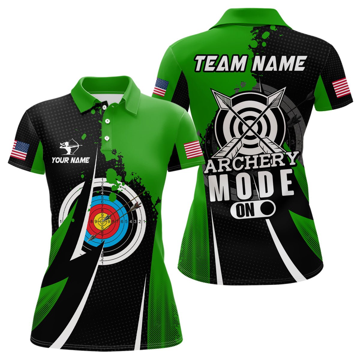 Personalisiertes Bogenschießen Poloshirt Grün für Herren und Damen - Teamshirt T0671 - Climcat