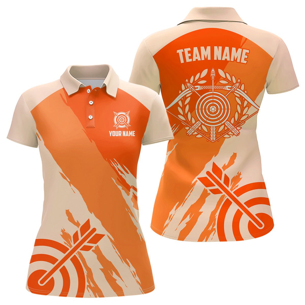 Personalisiertes Bogenschießen Poloshirt Herren Damen Orange | Zielscheiben - Motiv T0636 - Climcat