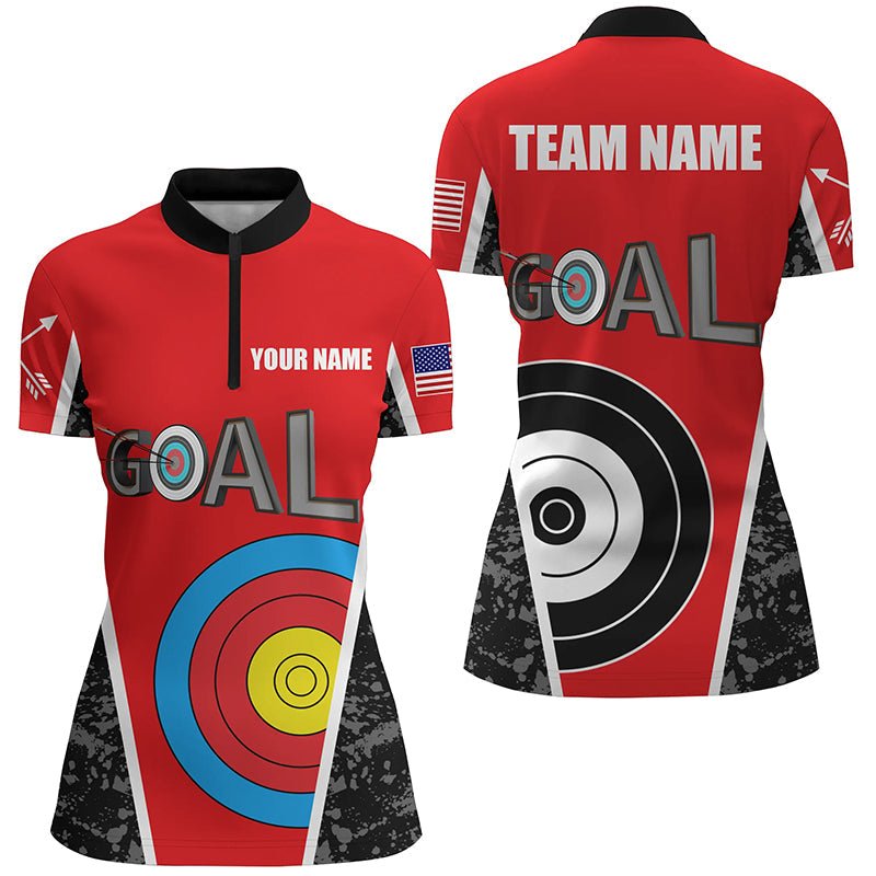 Personalisiertes Bogenschießen Poloshirt mit Namen - Rote Zielscheibe Design - Herren Damen & Team Shirts T1152 - Climcat