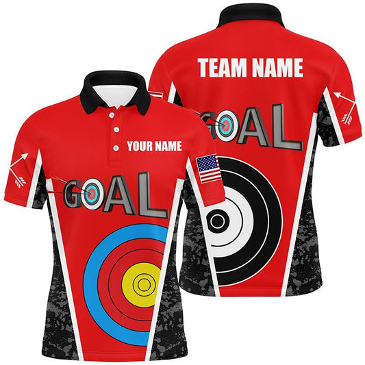 Personalisiertes Bogenschießen Poloshirt mit Namen - Rote Zielscheibe Design - Herren Damen & Team Shirts T1152 - Climcat