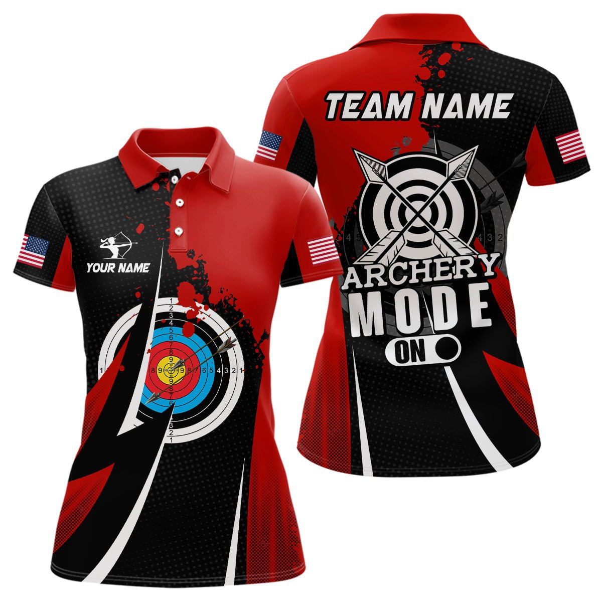 Personalisiertes Bogenschießen Poloshirt Rot - Teamshirt für Herren & Damen T0670 - Climcat