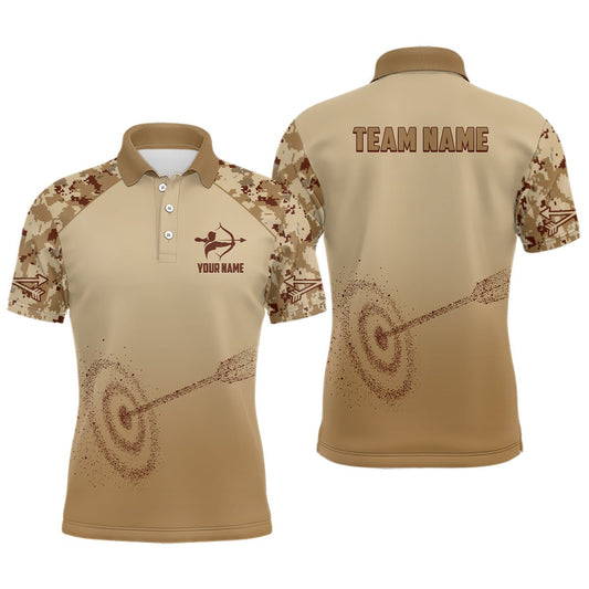 Personalisiertes Bogenschießen Poloshirt Unisex - Hellbraun Camo - Teamshirt / 3D Bogenschießen V0687 - Climcat
