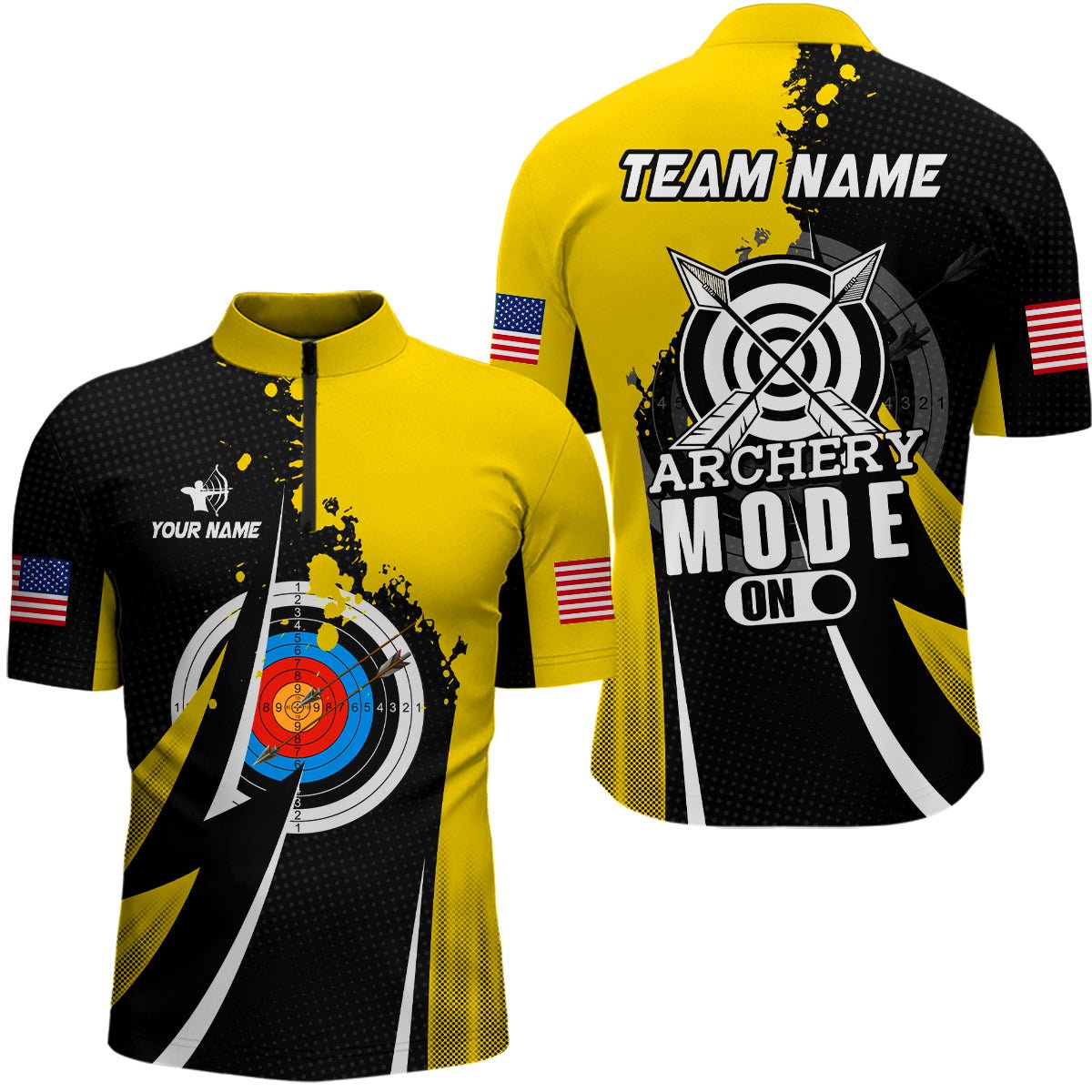 Personalisiertes Bogenschießen Poloshirt - Unisex Team Shirt - Gelb T0672 - Climcat