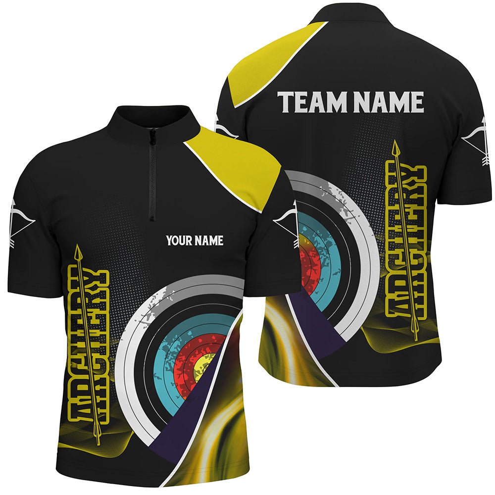 Personalisiertes Bogenschießen Poloshirt Unisex - Team Shirt mit gelb - schwarzem Pfeil V0800 - Climcat