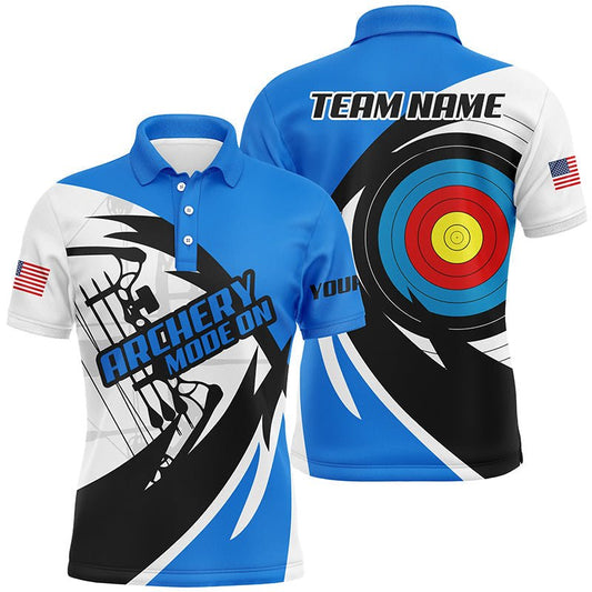 Personalisiertes Bogenschießen Shirt für Herren & Damen - Poloshirt & Shirt mit Reißverschlusskragen - Blau T1686 - Climcat