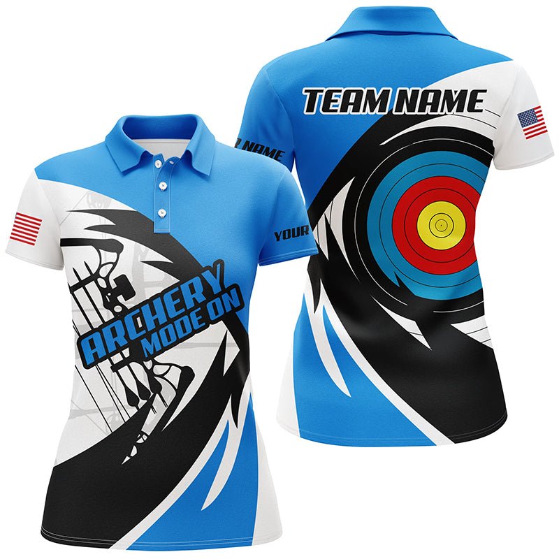 Personalisiertes Bogenschießen Shirt für Herren & Damen - Poloshirt & Shirt mit Reißverschlusskragen - Blau T1686 - Climcat