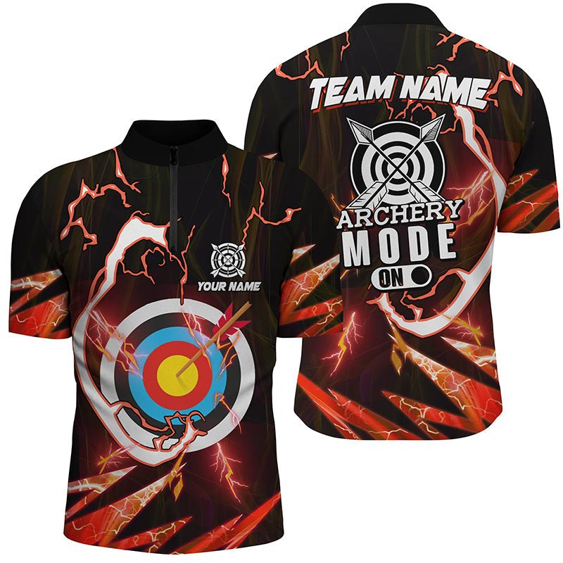Personalisiertes Bogenschießen Team Polo - Shirt für Herren & Damen Design 'Red Thunder Archery Mode On' T1134 - Climcat