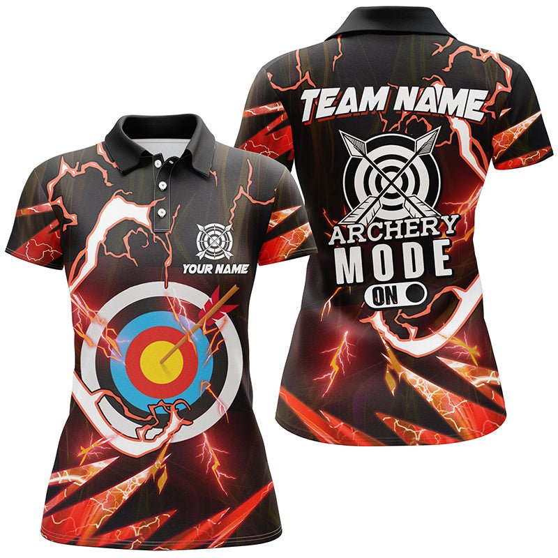 Personalisiertes Bogenschießen Team Polo - Shirt für Herren & Damen Design 'Red Thunder Archery Mode On' T1134 - Climcat