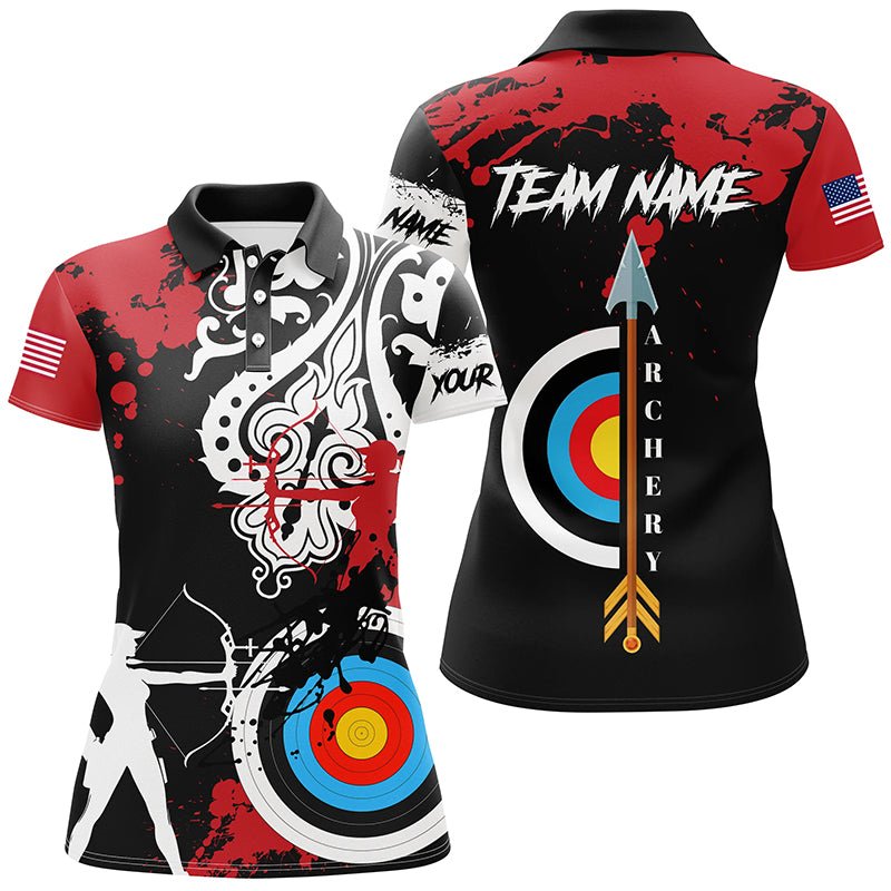 Personalisiertes Bogenschießshirt im Grunge Tribal Stil für Herren & Damen | Individuelles Bogenschieß - Jersey für Teams | Rot T2056 - Climcat
