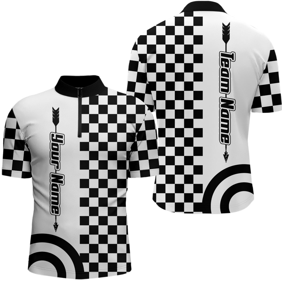 Personalisiertes Bogenschützen Poloshirt Unisex mit Wunschnamen und Schachbrettmuster T0480 - Climcat