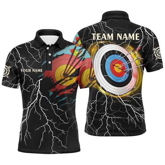 Personalisiertes Bogensport Poloshirt Herren Damen - 3D Ziel Donner Blitz Muster T1020 - Climcat
