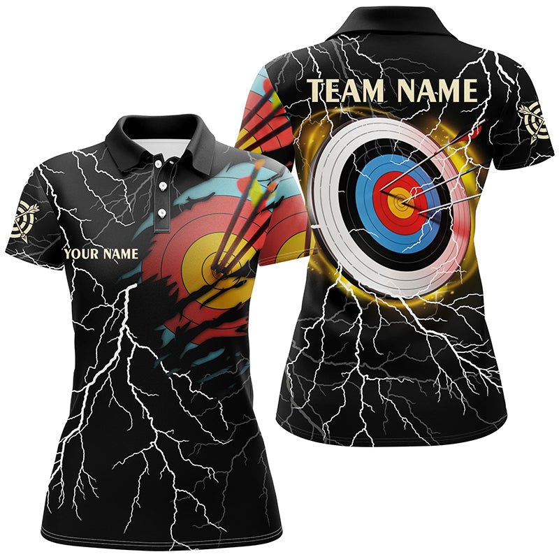Personalisiertes Bogensport Poloshirt Herren Damen - 3D Ziel Donner Blitz Muster T1020 - Climcat
