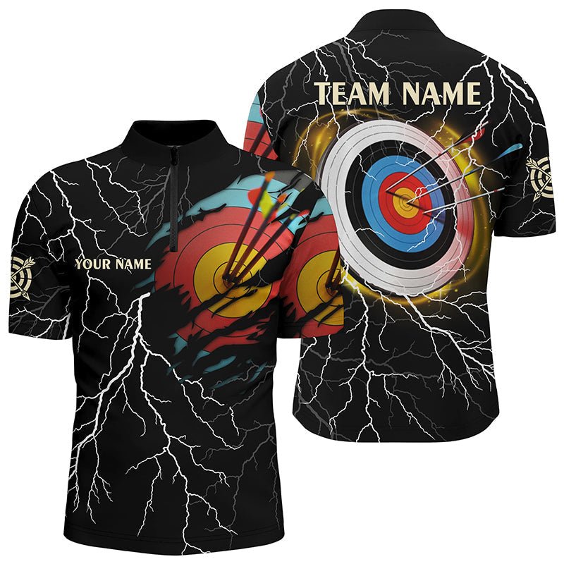 Personalisiertes Bogensport Poloshirt Herren Damen - 3D Ziel Donner Blitz Muster T1020 - Climcat