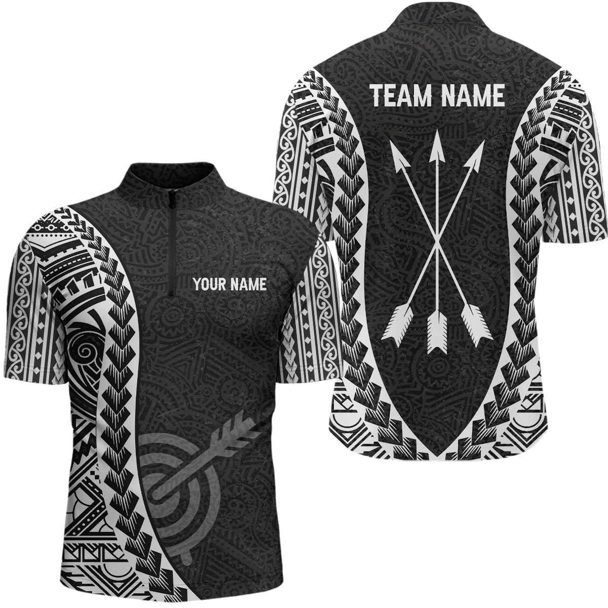 Personalisiertes Bogensport Poloshirt mit Tribal Muster - Team Shirt für Damen & Herren V0764 - Climcat