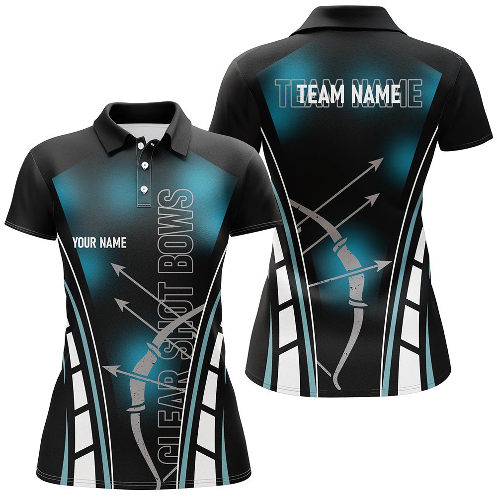 Personalisiertes Polo - Shirt Bogenschießen - Unisex Design mit Pfeilen und Bögen Schwarz Blau V0707 - Climcat