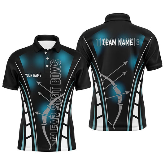 Personalisiertes Polo - Shirt Bogenschießen - Unisex Design mit Pfeilen und Bögen Schwarz Blau V0707 - Climcat