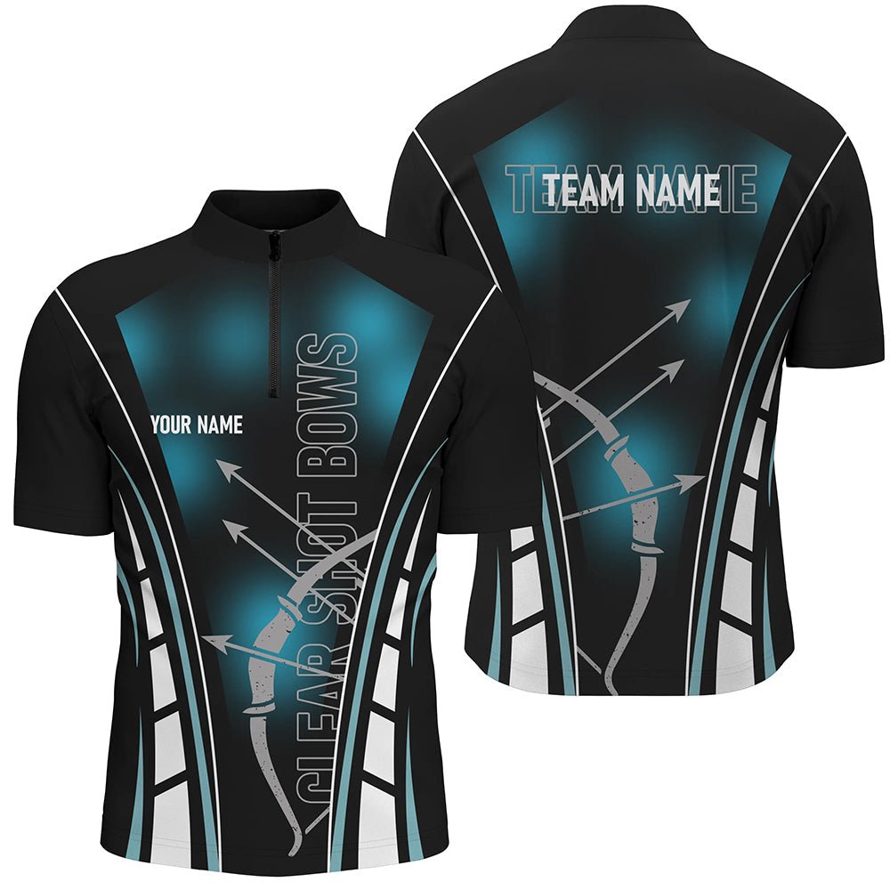 Personalisiertes Polo - Shirt Bogenschießen - Unisex Design mit Pfeilen und Bögen Schwarz Blau V0707 - Climcat
