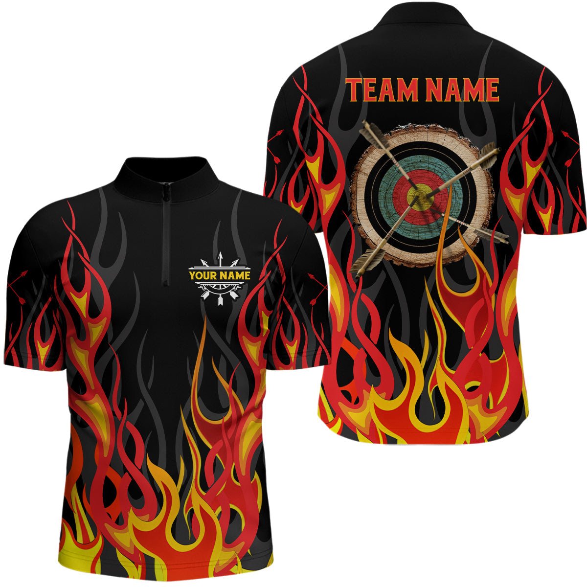 Personalisiertes Polo - Shirt für Bogenschützen - Design Flammende Zielscheibe (3D - Effekt) - Geschenkidee Herren & Damen T0448 - Climcat