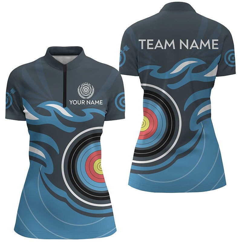 Personalisiertes Poloshirt für Bogensport Teams - Herren Damen - Design Bogenschießscheibe Blaue Flamme T0447 - Climcat