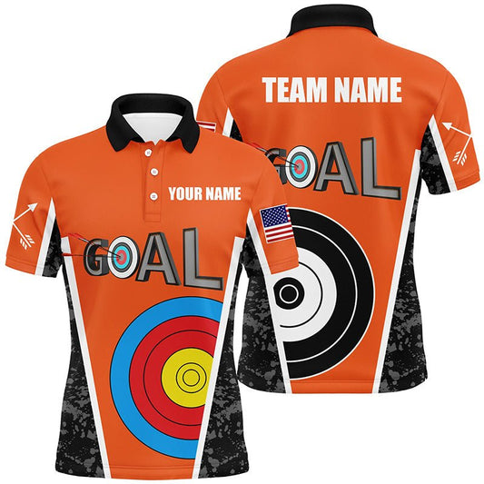 Personalisiertes Poloshirt mit Namen - Bogenschießen Zielscheibe Orange 3D - Unisex Shirt T0488 - Climcat