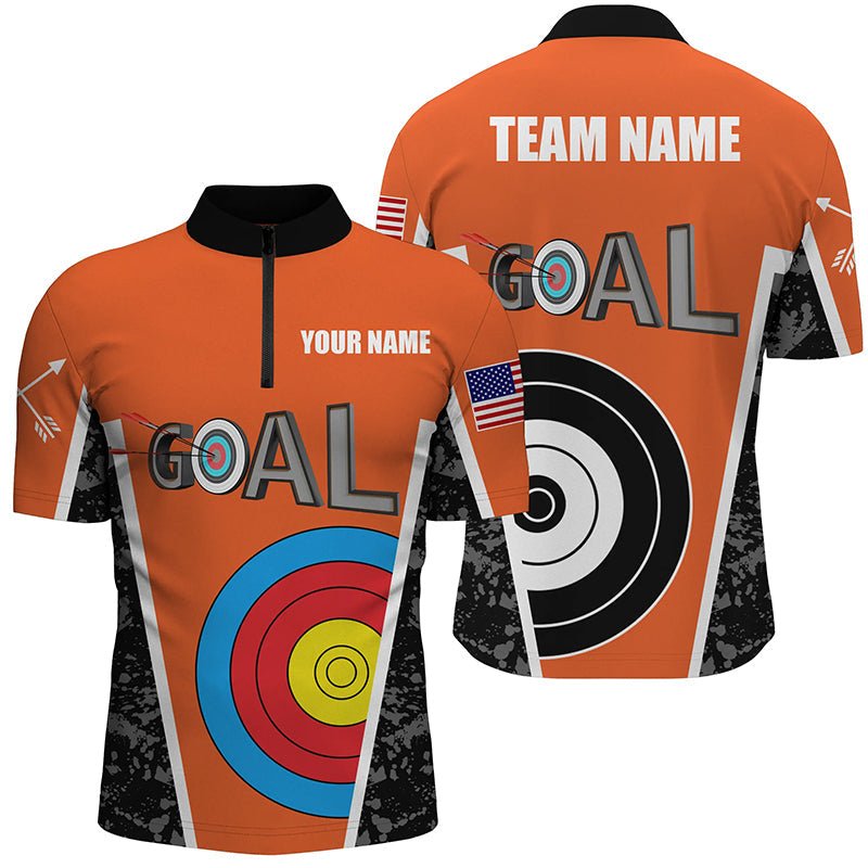 Personalisiertes Poloshirt mit Namen - Bogenschießen Zielscheibe Orange 3D - Unisex Shirt T0488 - Climcat
