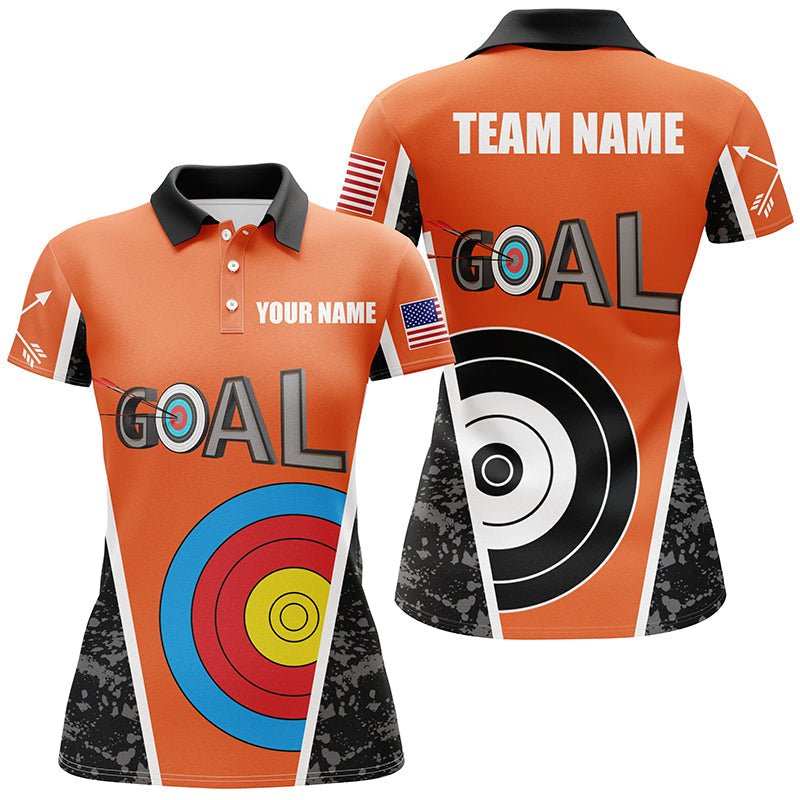 Personalisiertes Poloshirt mit Namen - Bogenschießen Zielscheibe Orange 3D - Unisex Shirt T0488 - Climcat